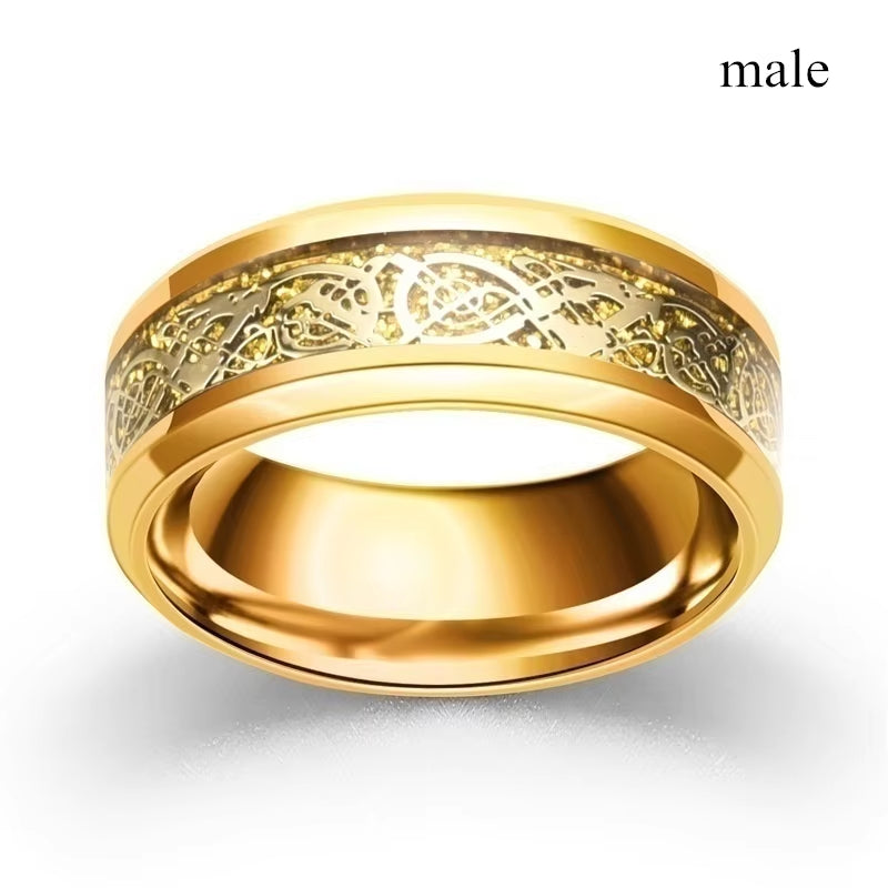 💍 2025 Fashion Couple Rings Set – Vintage Dragon Stainless Steel &amp; Romantic Heart Zircon Design | Engagement, Wedding, Promise Bands for Couples