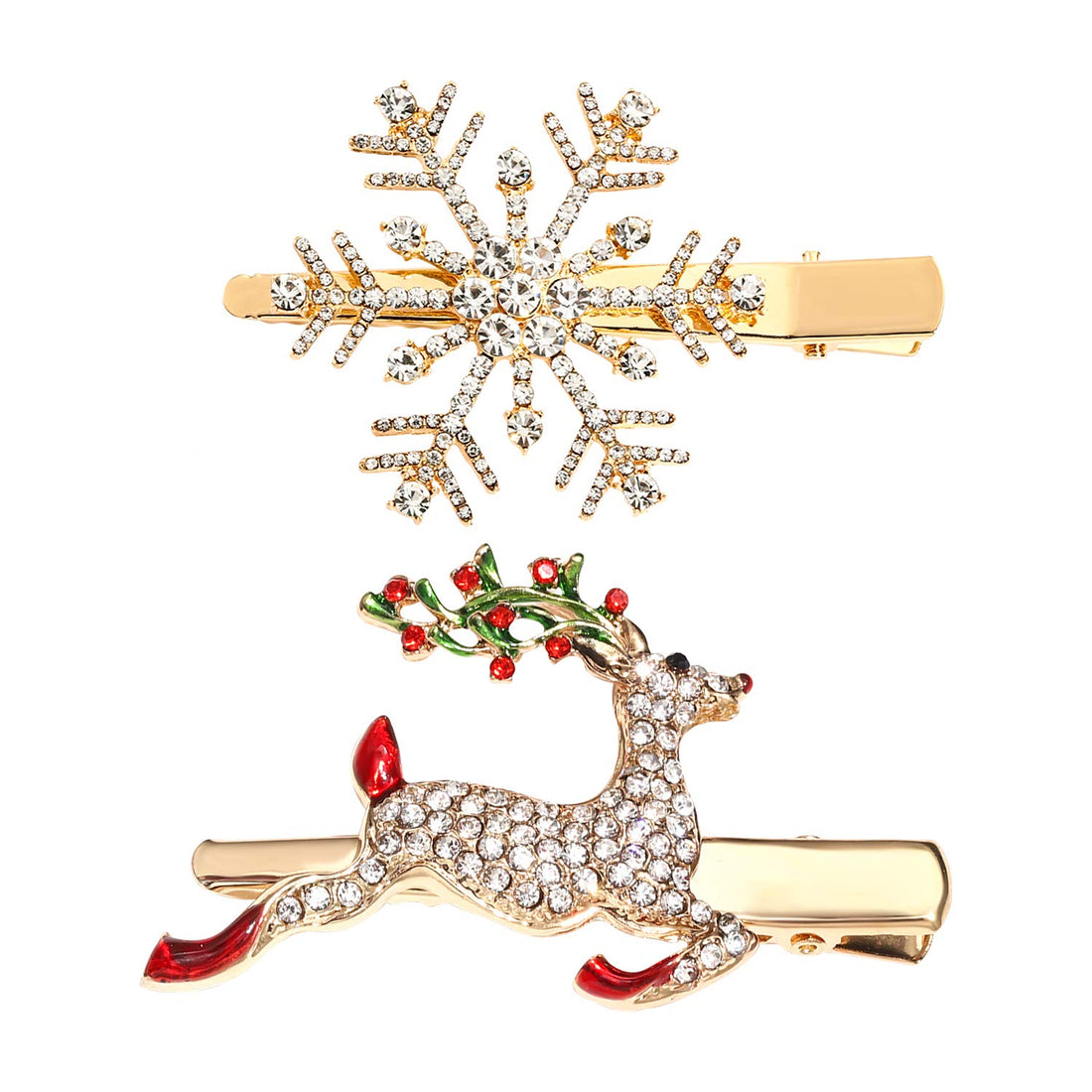 🎄 Christmas Hair Clips – Sparkling Rhinestone Hairpins  Christmas Tree, Bells, Snowflake &amp; Reindeer Hair Barrettes – Perfect Holiday Hair Accessories for Women
