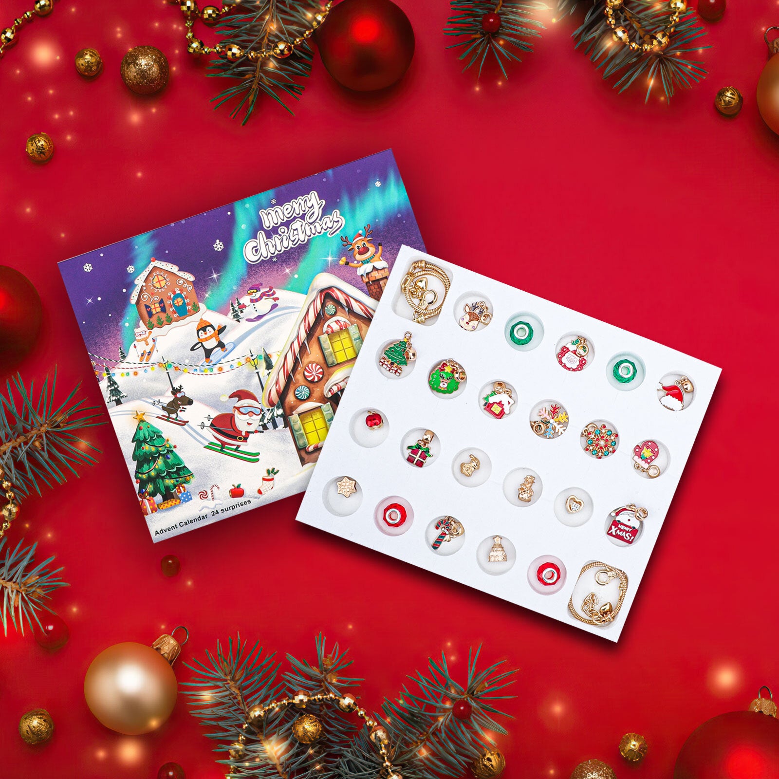 Christmas Advent Calendar 24 Days Countdown DIY Bracelet Blind Box Gift for Girl