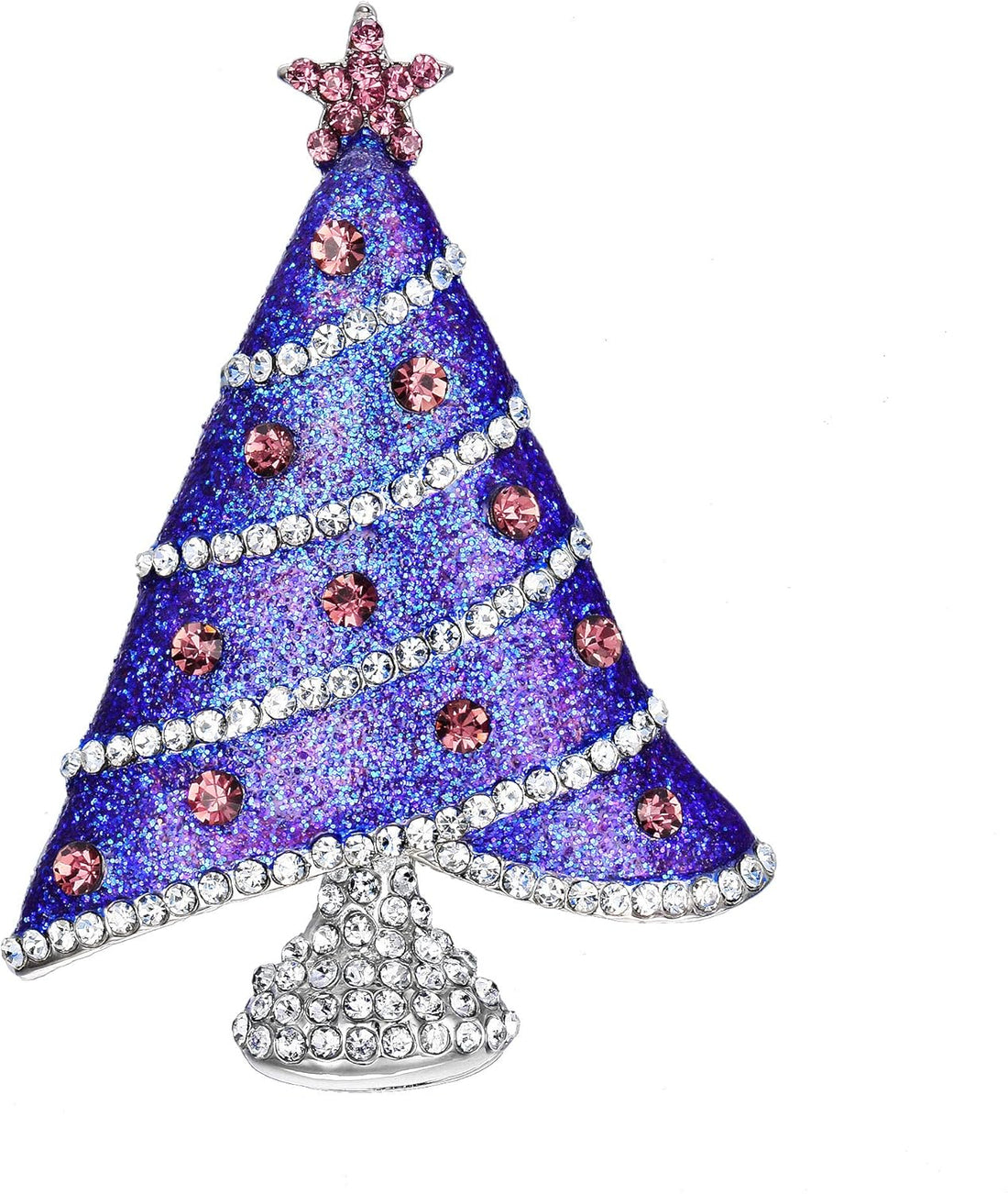 Austrian Crystal Enamel Shining Star Christmas Tree Brooch – Holiday Pin for Women, Girls, and Christmas Outfits