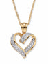 Diamond Accent Two-Tone Pave-Style Looped Heart Pendant Necklace – 18K Gold-Plated, 18” Chain