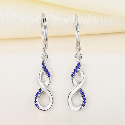 Infinity Dangle Drop Earrings – 925 Sterling Silver Leverback Birthstone Jewelry for Women