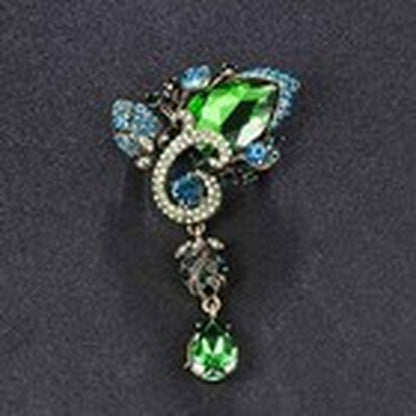 Ezing 4-Piece Large Rhinestone Crystal Brooch Set – Fashion Green Statement Pins