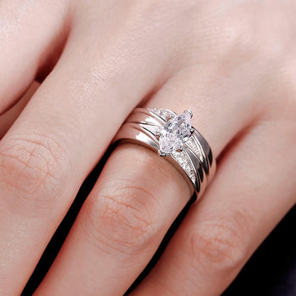 Bridal Wedding &amp; Engagement Ring Set for Women – 925 Sterling Silver with 1.6Ct Center Stone + 0.32Ct Side Accents