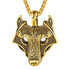 🐺 Viking Wolf Head Necklace for Men – Gold Plated Norse Celtic Amulet Pendant Norse Mythology Wolf Jewelry | Strength & Courage Talisman | Birthday Gift for Men, Friends, Grandson