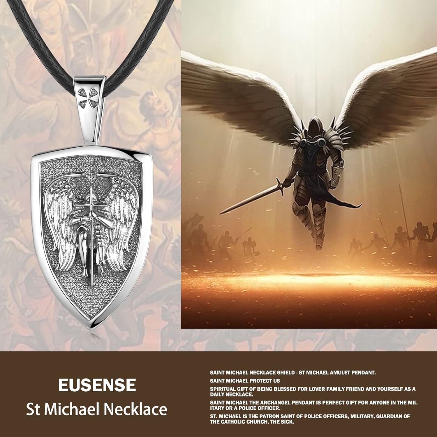 Saint Necklace Sterling Silver 925 – Protection Jewelry Pendant for Men &amp; Women