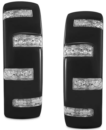 Men’s Diamond Zigzag Small Hoop Earrings (1/20 Ct. T.W.), 15mm – Also Available in Black Diamond