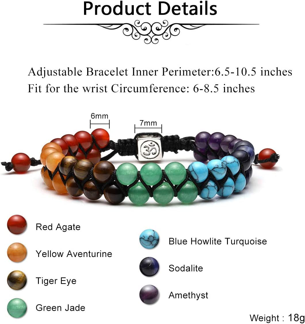 7-Chakra Healing Crystal Bead Bracelet – Yoga, Meditation, and Energy Stone Bracelet for Men &amp; Women