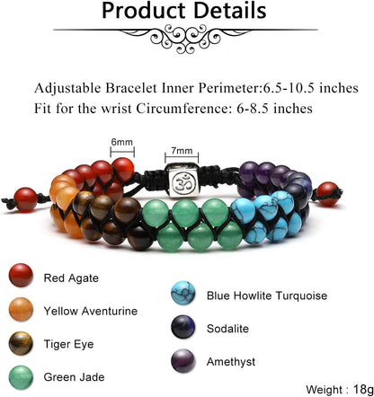 7-Chakra Healing Crystal Bead Bracelet – Yoga, Meditation, and Energy Stone Bracelet for Men &amp; Women