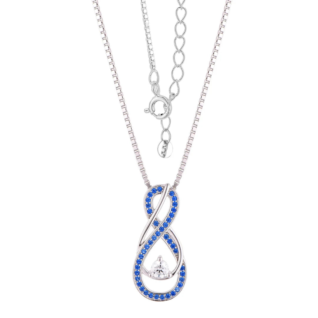 September Birthstone Necklace – Sapphire Blue Infinity Pendant Necklace | Elegant Jewelry Gift for Women