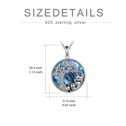 🐼 Tree of Life Panda Necklace – 925 Sterling Silver Abalone Shell Pendant Jewelry for Women &amp; Girls