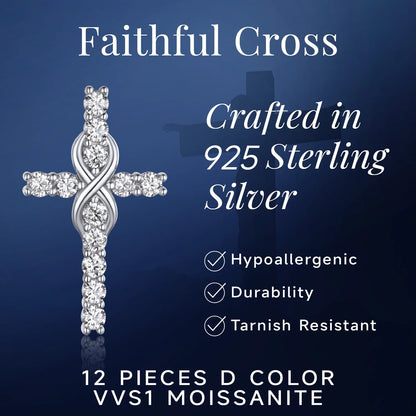 Cross Necklace for Women – 1 Carat Moissanite Sterling Silver Pendant | Christian Jewelry Gift