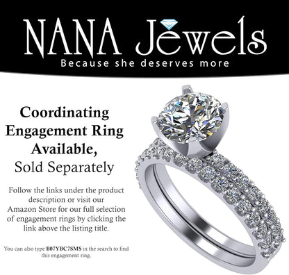 Wedding Band with Cubic Zirconia – 925 Sterling Silver, 10K &amp; 14K Gold Half Eternity Stackable Anniversary Ring, Sizes 4-12
