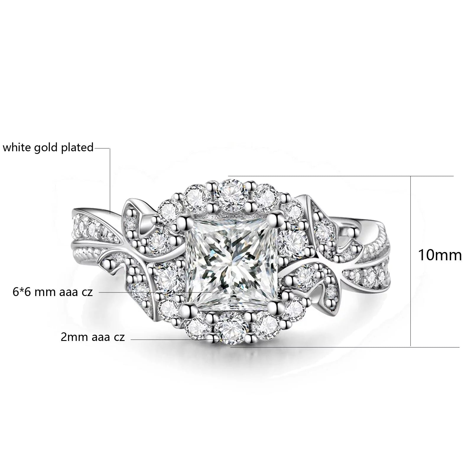 Matching Couple Rings – 10Kt White Gold Plated CZ Wedding Ring Set for Women &amp; Men