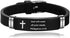 Religious Cross Silicone Sport Bracelet for Men & Women – Adjustable Stainless Steel Christian Bible Wristband Bangle