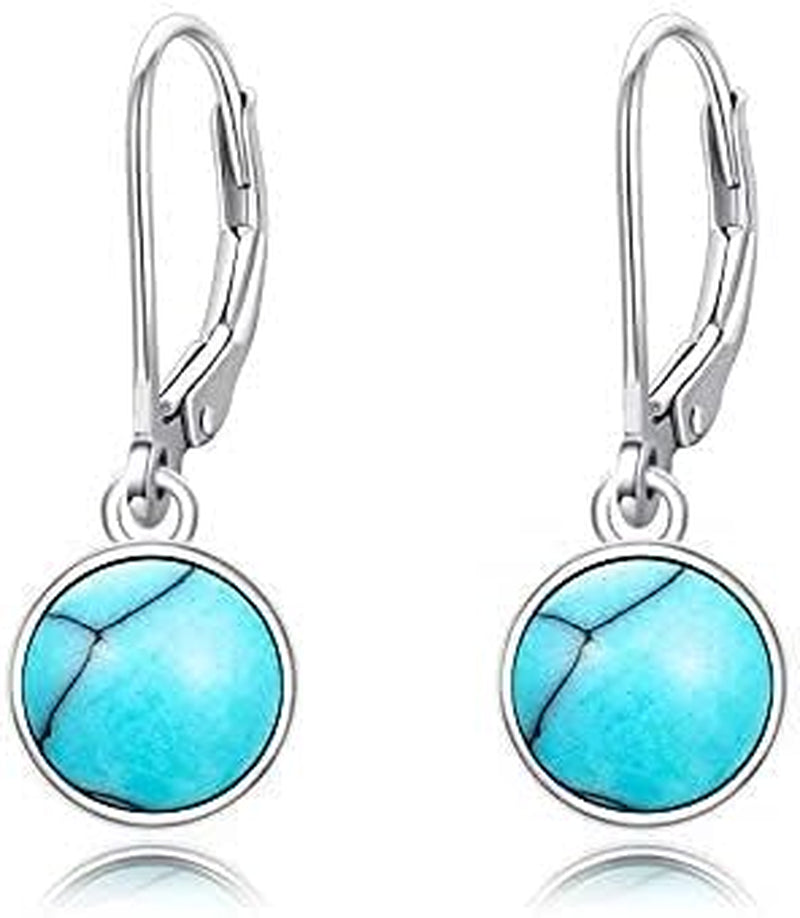 Turquoise Small Hoops Earrings – 925 Sterling Silver Huggie Earrings for Sensitive Ears, Jewelry Gift for Women