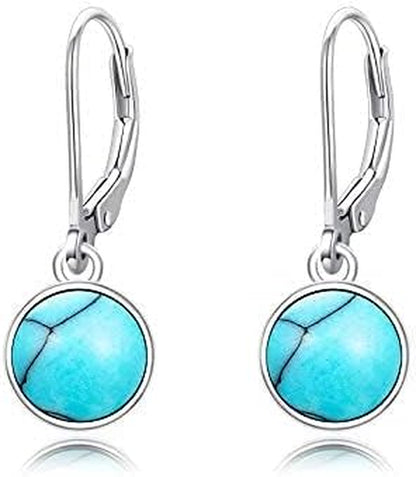 Turquoise Small Hoops Earrings – 925 Sterling Silver Huggie Earrings for Sensitive Ears, Jewelry Gift for Women