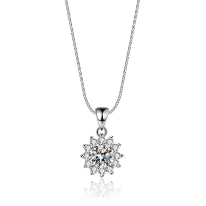 1 Carat Moissanite Pendant Necklace – 925 Sterling Silver with 18K Gold Plating, Dainty Diamond Jewelry for Women