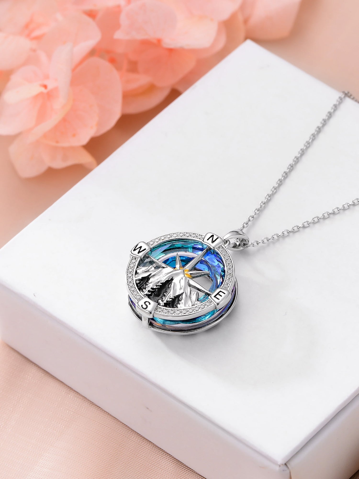 🧭 Mountain Compass Necklace – 925 Sterling Silver “I’d Be Lost Without You” Pendant Jewelry with Crystal | Birthday &amp; Anniversary Gifts for Women