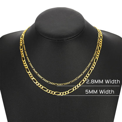14K Gold Plated Italian 5MM Figaro Chain Necklace for Men &amp; Women – 925 Sterling Silver Core, Classic Style, Daily Wear Gift with Box for Valentine’s Day, Birthday, or Party