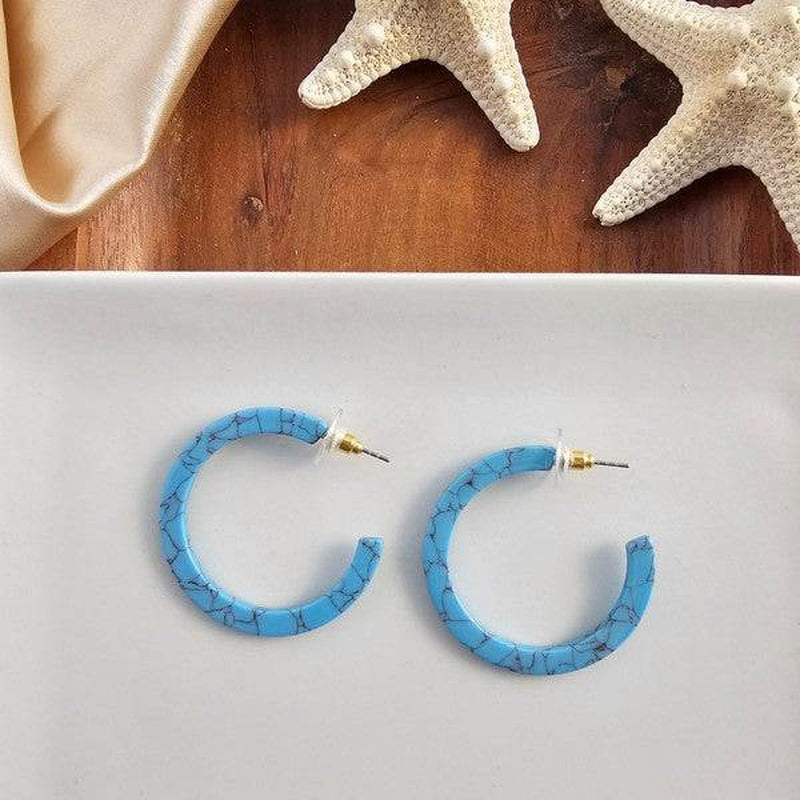 Camy Hoops – Vibrant Turquoise Hoop Earrings, Lightweight &amp; Stylish