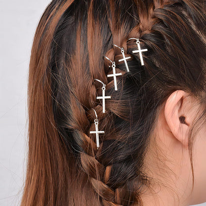 10-Piece Gold &amp; Silver Alloy Hair Clips, Hair Accessories for Braids with Butterfly Charms, Braid Clips with Crystal Accents, Hair Jewelry Hair Cuffs for Women and Girls (Silver)