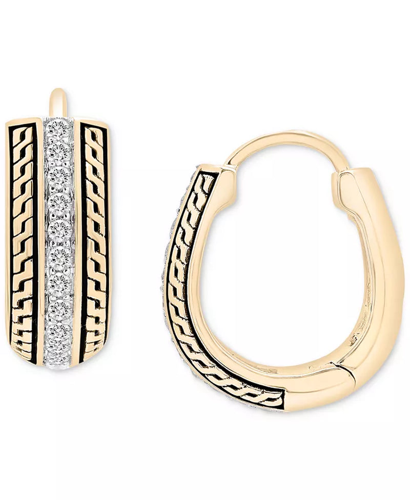 Men’s Diamond Thick Hoop Earrings (1/5 Ct. T.W.) in 14K Gold-Plated Sterling Silver, 1/2&quot;