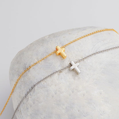  Cross Necklace for Women – Bubble 3D Sideways Cross Pendant: