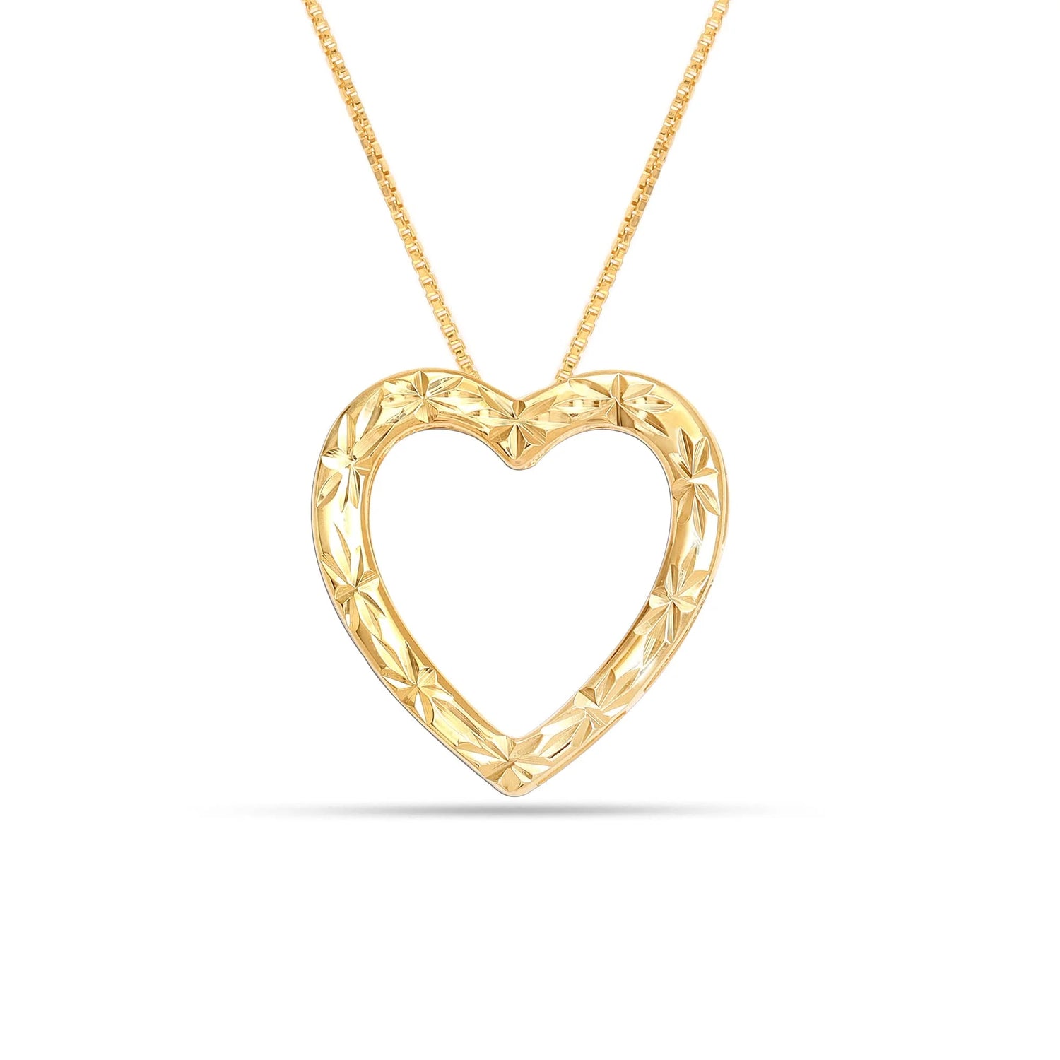 925 Sterling Silver 18K Gold-Plated Diamond-Cut Reversible Heart Necklace for Women and Teens – 25mm Pendant