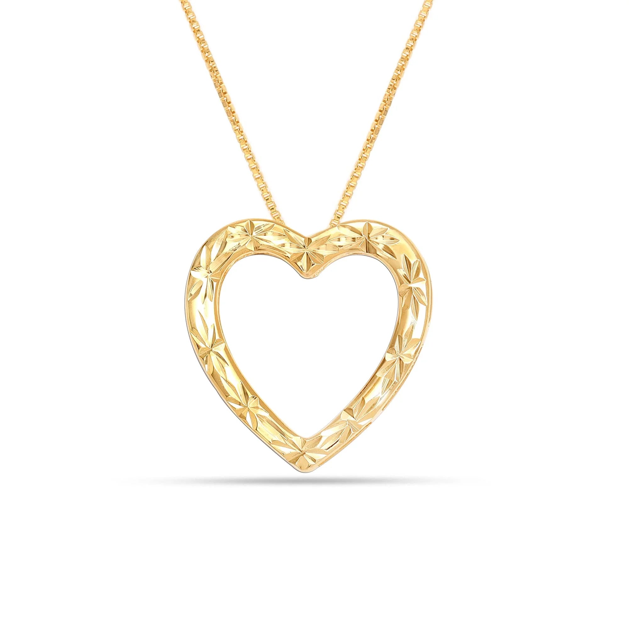 925 Sterling Silver 18K Gold-Plated Diamond-Cut Reversible Heart Necklace for Women and Teens – 25mm Pendant
