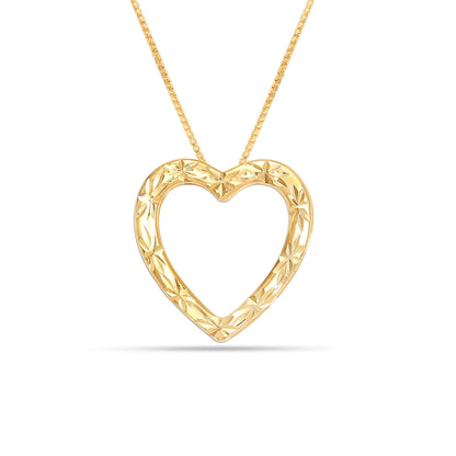925 Sterling Silver 18K Gold-Plated Diamond-Cut Reversible Heart Necklace for Women and Teens – 25mm Pendant
