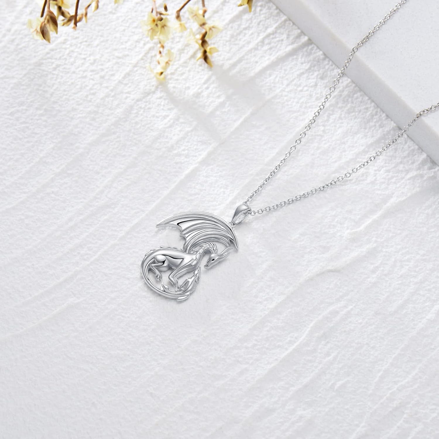 925 Sterling Silver Dragon Necklace – Cute Animal Jewelry Gift for Women &amp; Mothers