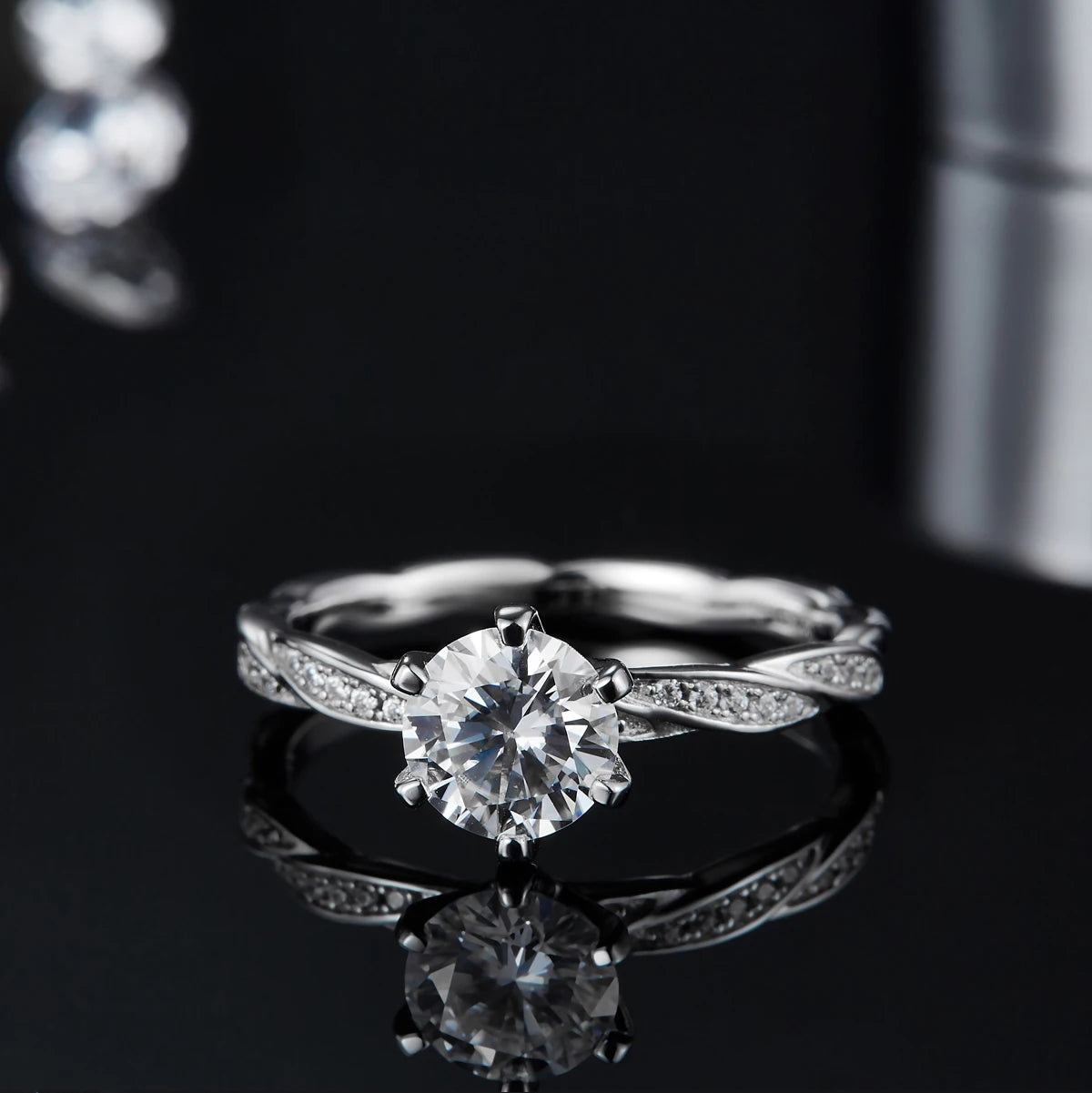 6.5mm 1.0Ct Pink, Blue, or Yellow Moissanite Ring – 925 Sterling Silver Wedding &amp; Engagement Ring for Women