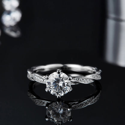 6.5mm 1.0Ct Pink, Blue, or Yellow Moissanite Ring – 925 Sterling Silver Wedding &amp; Engagement Ring for Women