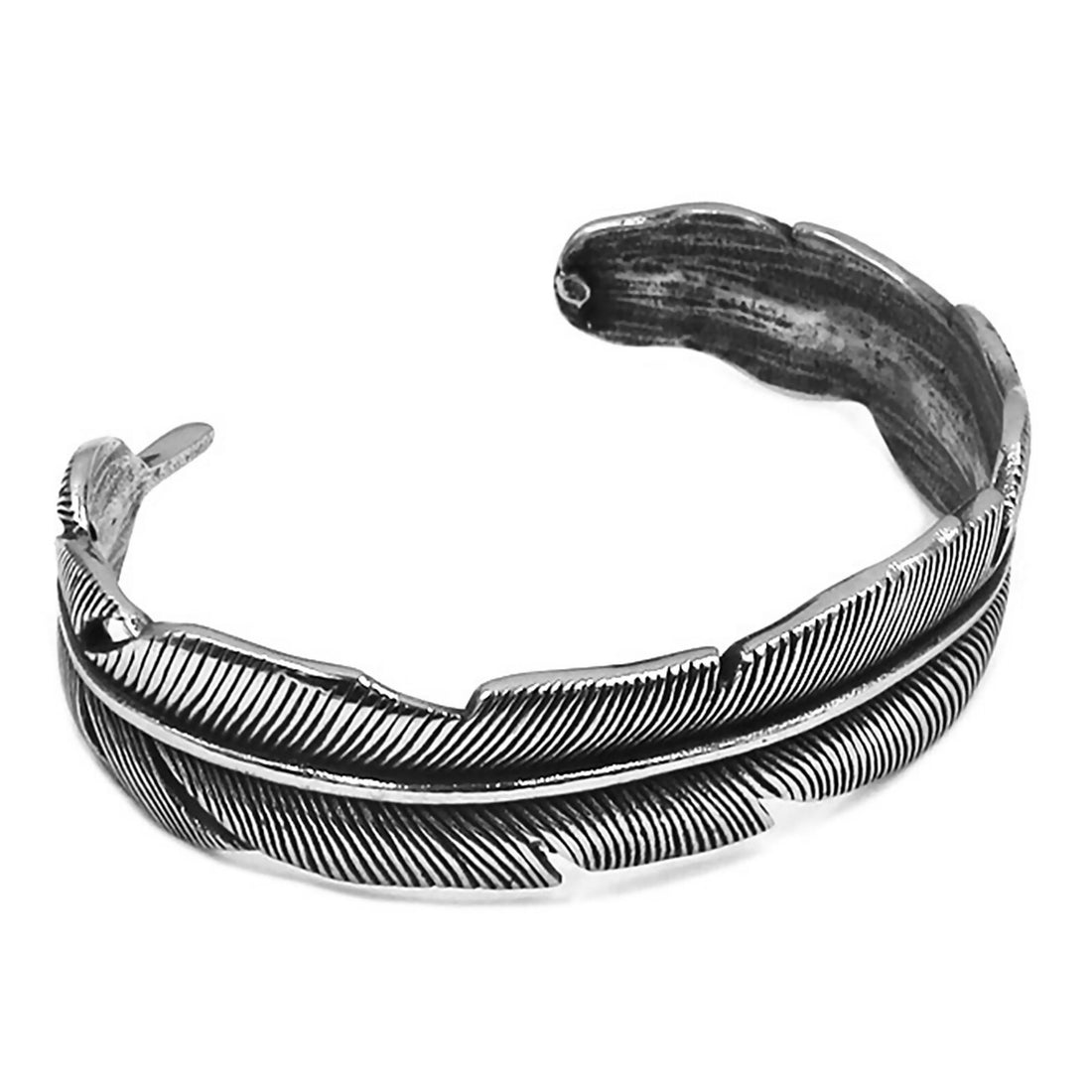 Valkyrie Feather Cuff Bracelet – Silver Surgical Stainless Steel Viking Warrior Jewelry