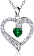 925 Sterling Silver Heart Birthstone Necklace – Elegant Jewelry Gift for Women, Wife, Mom | Birthday & Anniversary Gift