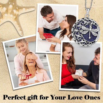Blue Sandstone Dragonfly Pendant Necklace for Women – 20” Trendy Beachy Jewelry