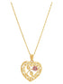 10K Two-Tone Gold Heart Flower Pendant Necklace – 18" Gold-Filled Chain