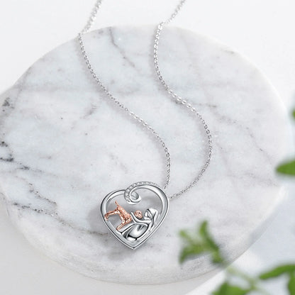 Heart Dog Pendant Necklace – 925 Sterling Silver