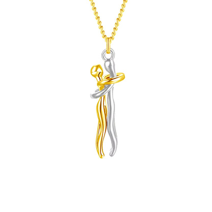 Embrace Forever Necklace – Adjustable Hugging Couple Pendant for Lovers, Romantic Gift for Him or Her