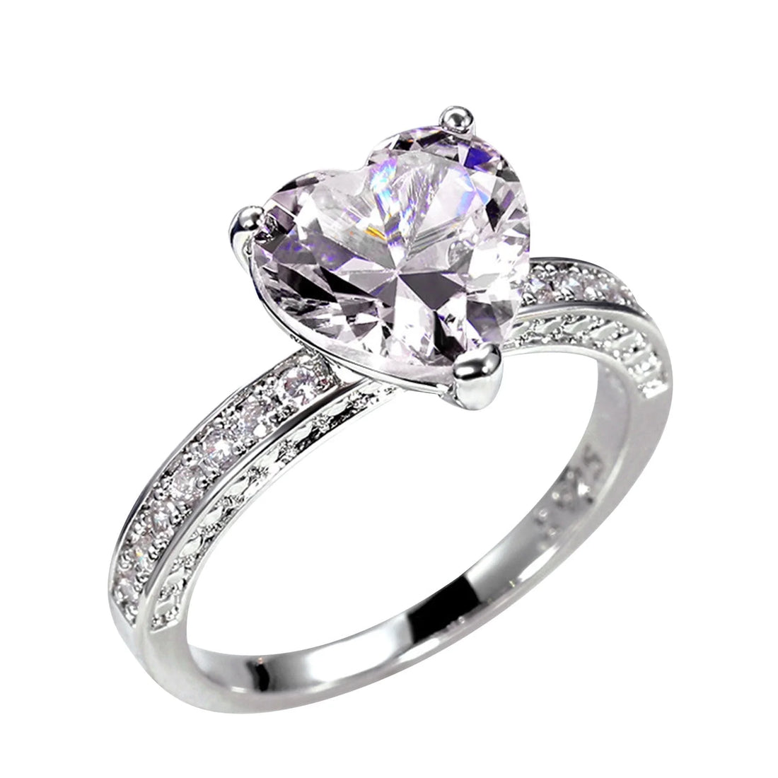 💍 Heart-Shaped Zircon Wedding Ring for Women – Elegant Alloy Engagement Jewelry