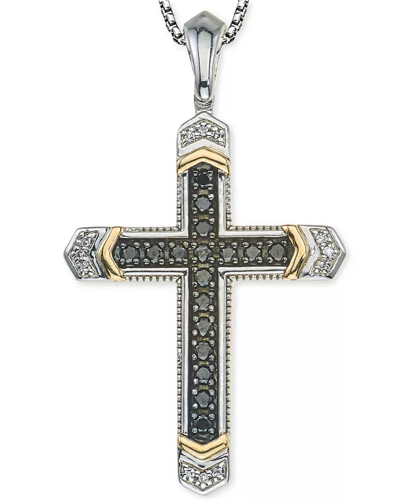 Men’s Diamond Cross Pendant Necklace – 1/4 Ct. T.W., Sterling Silver &amp; 10K Gold