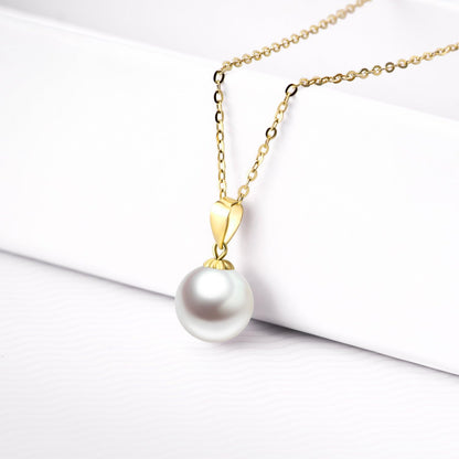 14K Gold Pearl Necklace for Women with 18K Gold Pendant – Freshwater Cultured Pearl, Real Gold Jewelry Gift for Mother, Wife, or Girlfriend, 16&quot;-18&quot;