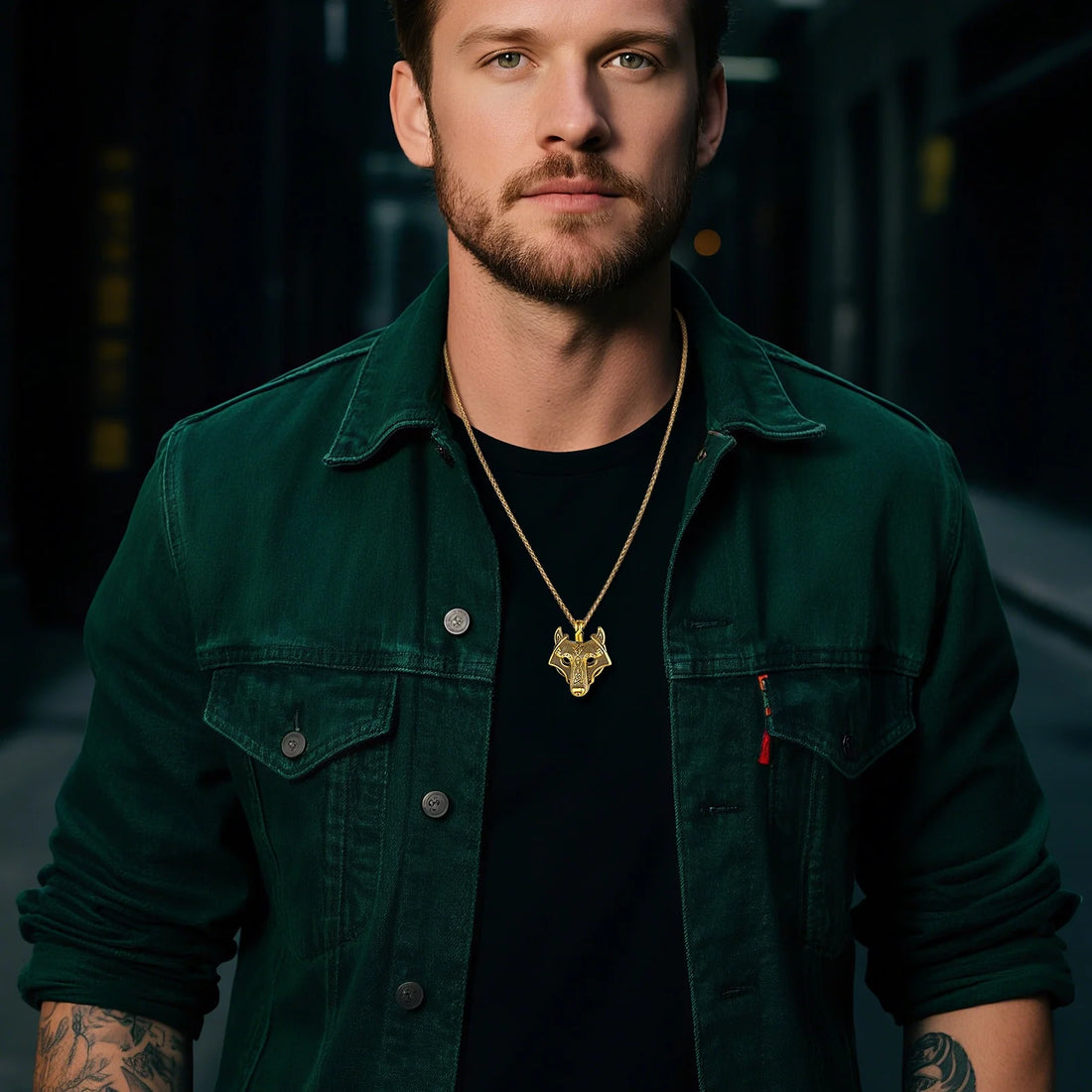 🐺 Viking Wolf Head Necklace for Men – Gold Plated Norse Celtic Amulet Pendant Norse Mythology Wolf Jewelry | Strength &amp; Courage Talisman | Birthday Gift for Men, Friends, Grandson