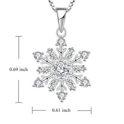 ❄️ 925 Sterling Silver Snowflake Necklace with April Cubic Zirconia Pendant  Elegant Christmas Jewelry Gift for Women