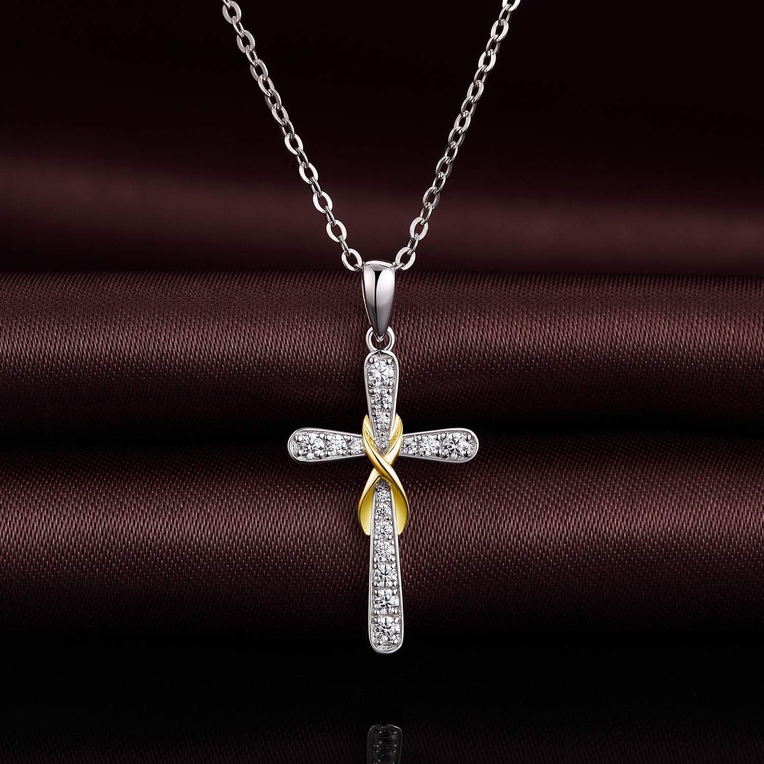 Infinity Cross Necklace for Women &amp; Men – Sterling Silver Tone Religious Pendant – Christian Faith Jewelry Gift
