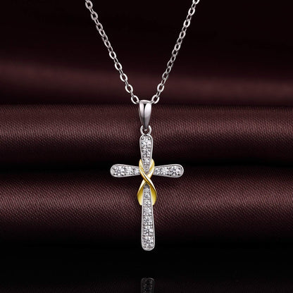 Infinity Cross Necklace for Women &amp; Men – Sterling Silver Tone Religious Pendant – Christian Faith Jewelry Gift