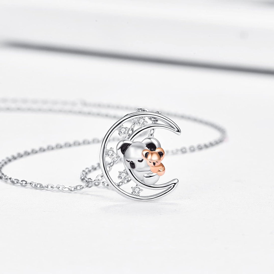 Mother Daughter Koala Bear Necklace – 925 Sterling Silver Animal Pendant Jewelry Gift for Women &amp; Girls