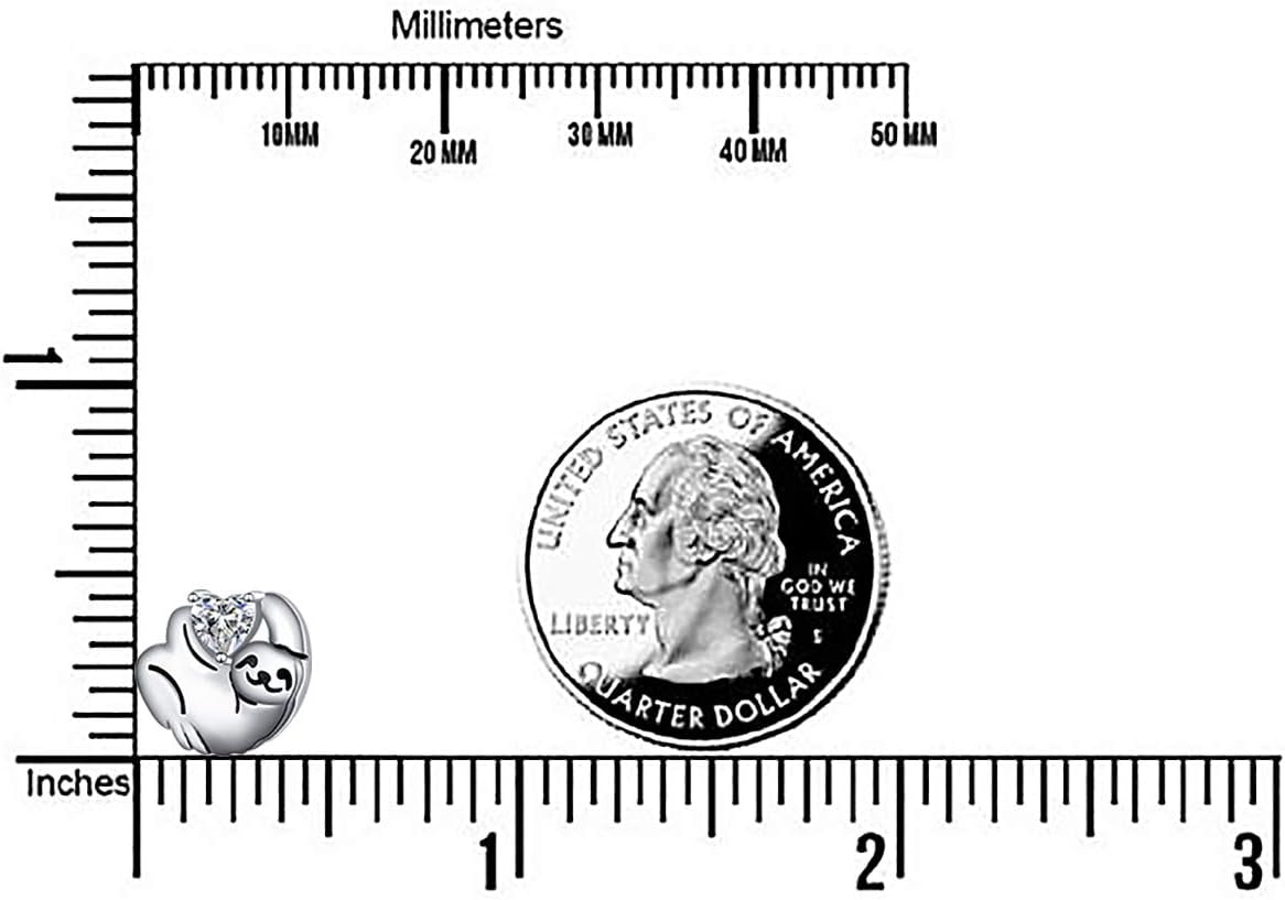 925 Sterling Silver Cute Sloth Jewelry Set – Heart Earrings, Bracelet, Ring &amp; Pendant Necklace Gift for Women &amp; Teens