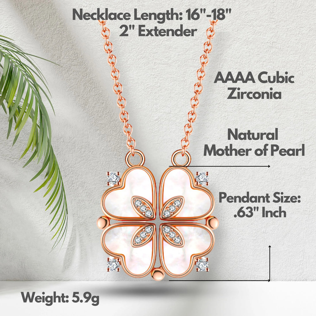 4-Leaf Clover Heart Pendant Necklace for Women – Magnetic 925 Sterling Silver Good Luck Charm Jewelry
